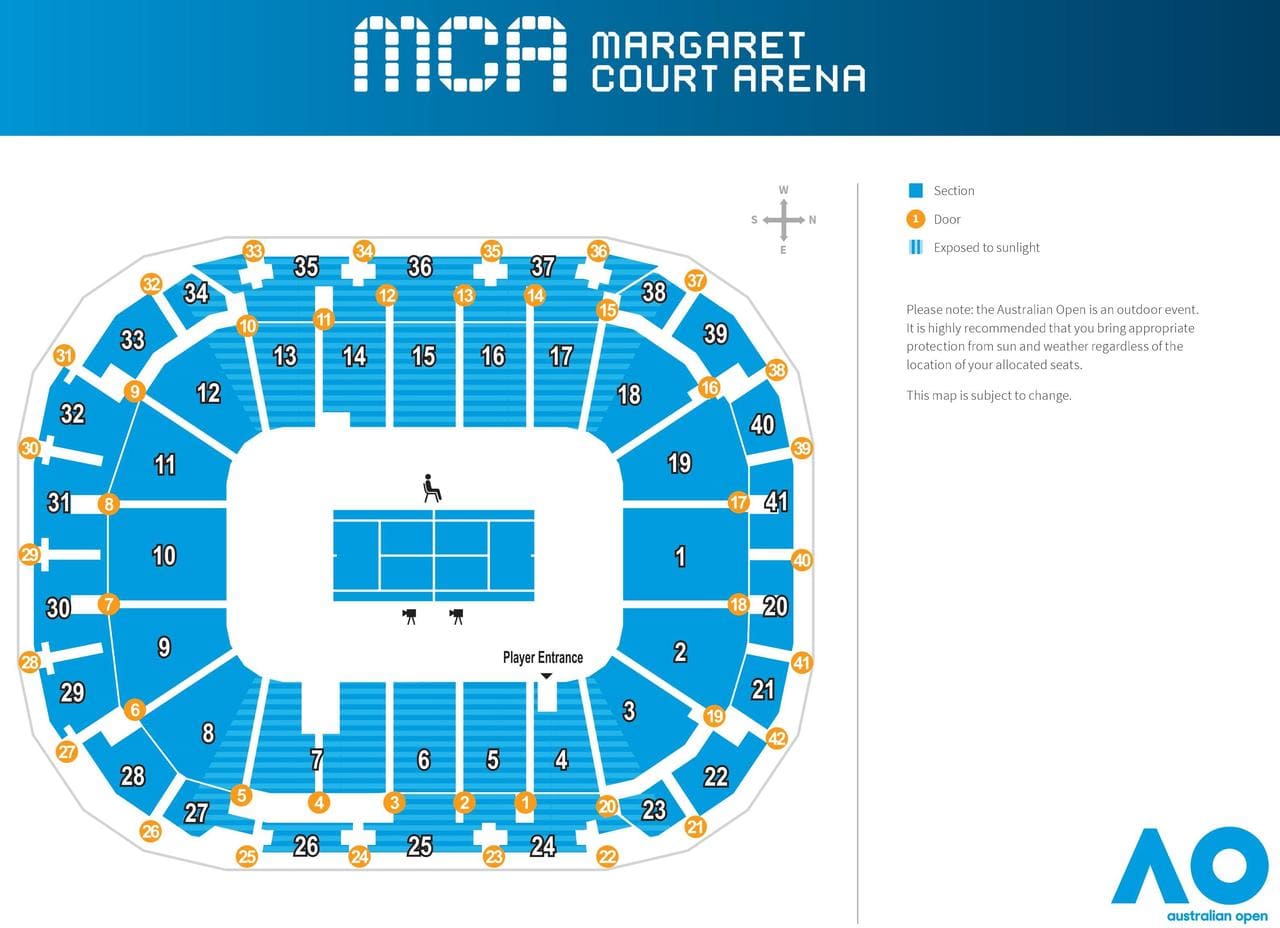 Margaret Court Arena Seating Map
