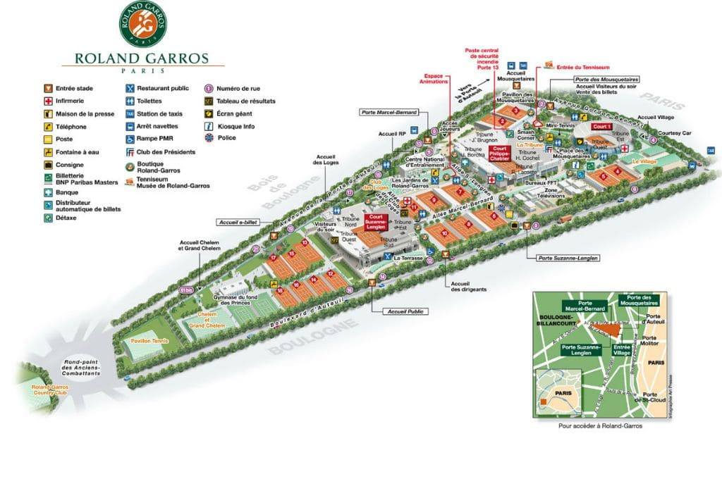 Stade Roland Garros Grounds Map